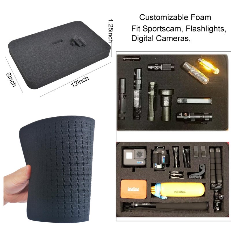 Ruittos Large Carrying Case with Customizable Foam Protective Storage Case for Sports Camera SJCAM Monopole Accessories Yi 4K LCD SD Cards Batteries Feiyu Gimbal Digital Camera Case - Image 4